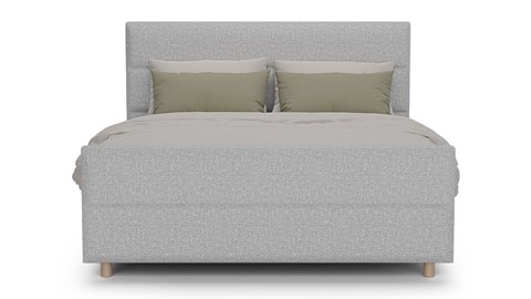 Boxspring Mica linen touch vlak met gestoffeerd matras, light grey