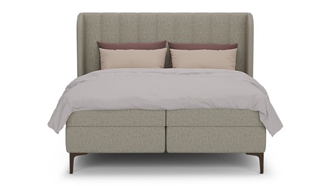 Boxspring Ivory soft teddy vlak met gestoffeerd matras, taupe