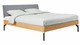 Bed Sky eiken met hoofdbord stof en poot metaal, honing stof basalt