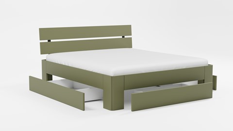 Bed Fresh 500 met hoofdbord en 3 opbergladen, rietgroen