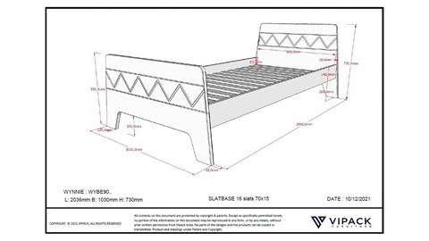 Bed Wynnie, blauw