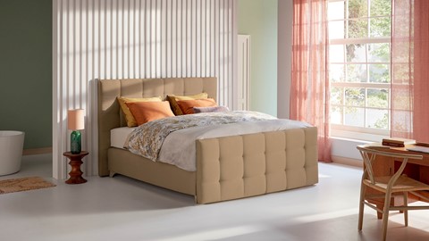 Boxspring Unik Varje vlak met Vildar Royal matras, caramel