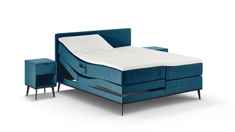 Boxspring Viggo verstelbaar met gestoffeerd matras, oakland  blauw