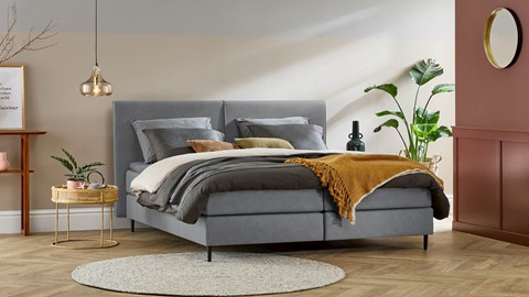 Boxspring Opal vlak met gestoffeerd matras, anthracite python