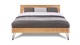 Bed Sky eiken met hoofdbord hout en poot driehoek metaal, eiken honing