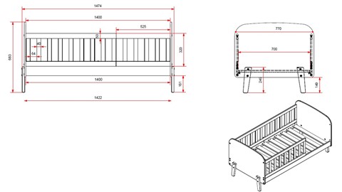 Bed Kiddy kleuter met bedlade, wit