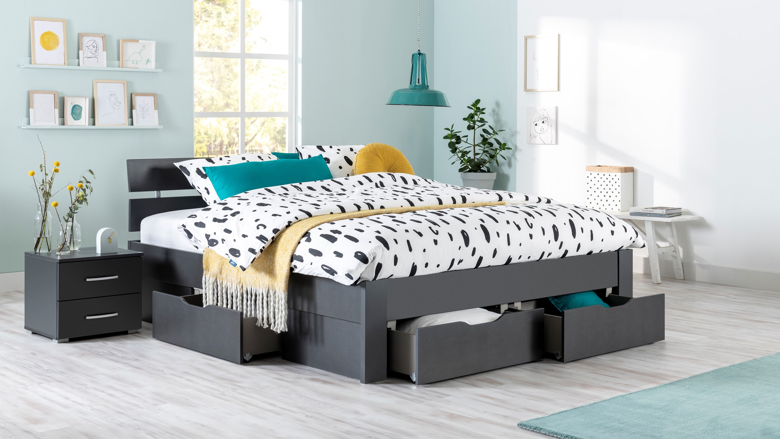 bed Dublin 2persoons met hoofdbord en opbergladen Beter Bed