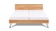 Bed Sky eiken met hoofdbord hout en poot driehoek metaal, eiken honing