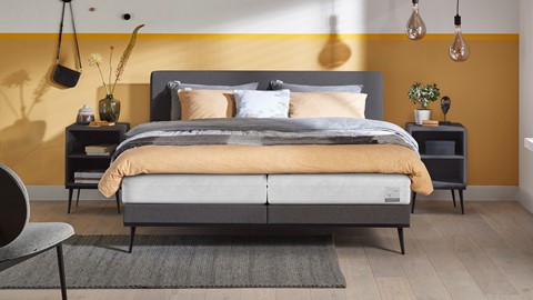 Boxspring Viggo vlak met Silver Pocket Deluxe Foam matras, oakland antraciet