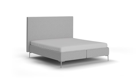 Boxspring Emerald vlak met Silver Pocket Deluxe Foam matras, light grey