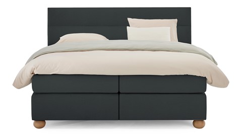 Boxspring Solid Lina vlak met gestoffeerd matras, anthracite