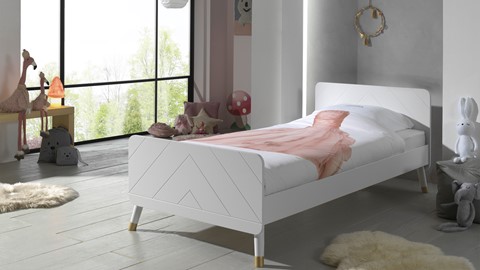 Bed Billy met nachtkast en bureau, white