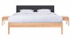 Bed Sky beuken met hoofdbord gecapitonneerd en poot hout, beuk stof grijs