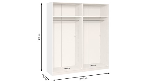 Schuifdeurkast Kixx, volledig met houten deuren, wit