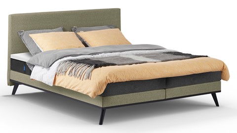 Boxspring Viggo vlak met Emma O2 matras, adore groen