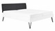 Bed Sky beuken met hoofdbord stof en poot driehoek, wit lederlook zwart