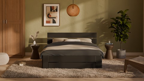 Bed Fresh 500 met hoofdbord en 3 opbergladen, antraciet
