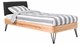 Bed Sky beuken met hoofdbord stof en poot driehoek, beuk lederlook zwart