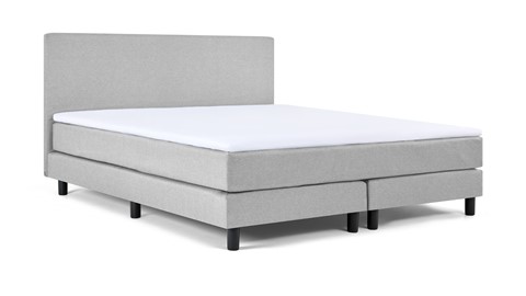 Boxspring Bellino vlak met gestoffeerd matras, lichtgrijs