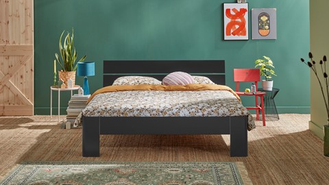 Bed Fresh met hoofdbord, antraciet