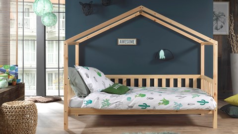 Huisbed Dallas met matras en textielset, naturel