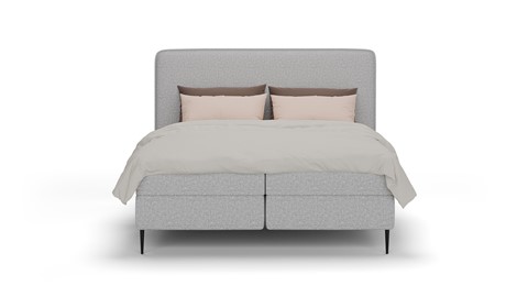 Boxspring Quartz linen touch vlak met gestoffeerd matras, light grey