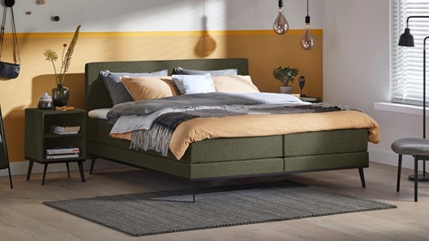 Boxspring Viggo vlak met gestoffeerd matras, adore groen