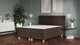 Boxspring Emma Deluxe Elegant vlak  met gestoffeerd matras en poot naturel, dark brown