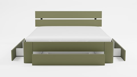 Bed Fresh 500 met hoofdbord en 3 opbergladen, rietgroen