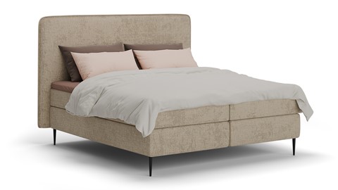 Boxspring Quartz velvet motif vlak met gestoffeerd matras, beige
