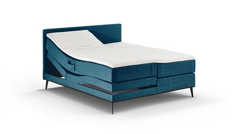 Boxspring Viggo verstelbaar met gestoffeerd matras, oakland  blauw