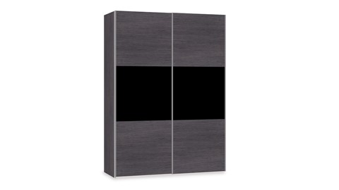 Schuifdeurkast Kixx, donkergrijs/zwartglas