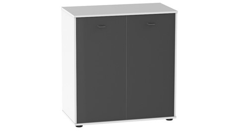 Commode Tokio met 2 deuren, wit/glas graphit