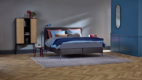 Boxspring Emerald vlak met B Bright 3100/3150 PK, anthtacite