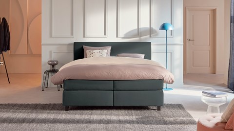 Boxspring Autentik Tunn vlak met gestoffeerd matras, anthracite