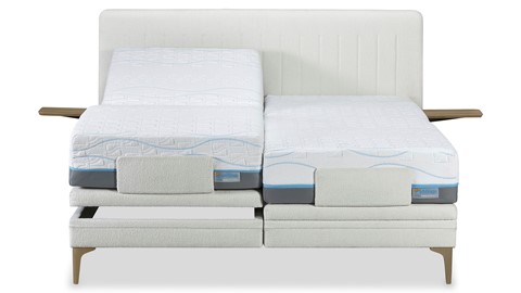 Boxspring Elite Lines verstelbaar met Slow Motion 2 matras, ivory