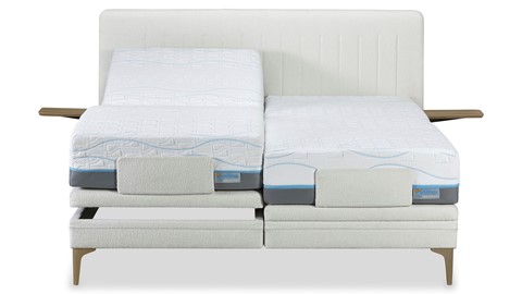 Boxspring Elite Lines verstelbaar met Slow Motion 2 matras, ivory