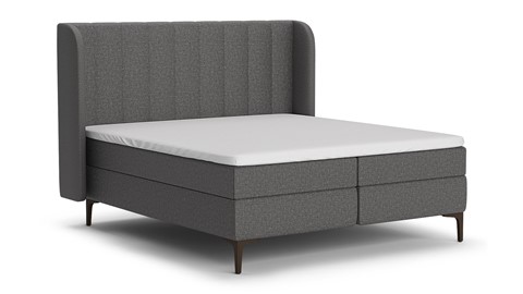 Boxspring Ivory linen touch vlak met gestoffeerd matras, dark grey