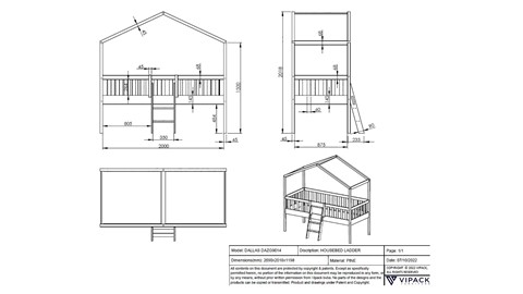 Halfhoogslaper Dallas als huis, wit