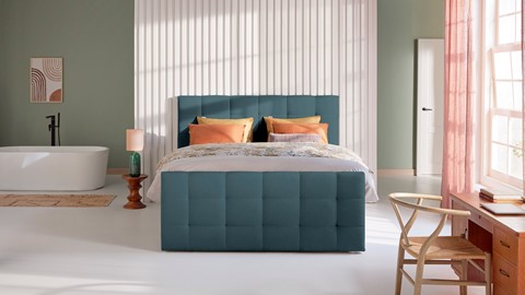 Boxspring Unik Varje vlak met Vildar Royal matras, teal