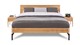 Bed Sky eiken met hoofdbord hout en poot metaal, eiken honing