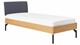 Bed Sky eiken met hoofdbord stof en poot metaal, honing stof grijs