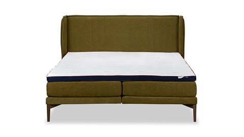 Bed Element Vivid vlak met gestoffeerd matras, curry