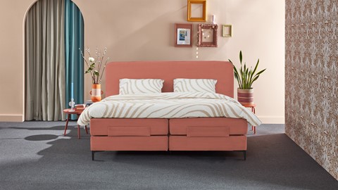 Boxspring Quartz verstelbaar met gestoffeerd matras, old pink