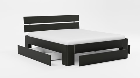 Bed Fresh 500 met hoofdbord en 3 opbergladen, zwart