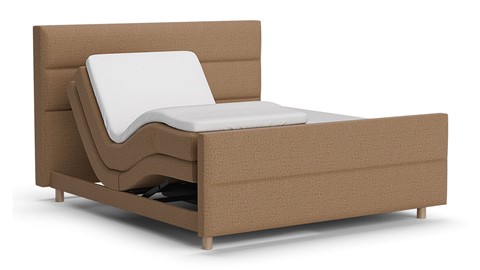 Boxspring Mica soft touch verstelbaar met gestoffeerd matras, mocha mousse