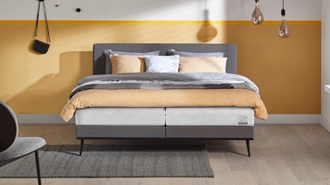 Boxspring Viggo vlak met Silver Pocket Deluxe Foam matras, oakland antraciet