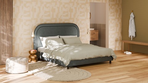 Bed Amber velvet glow, grey blue