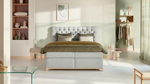 Boxspring Unik Elit vlak met gestoffeerd matras, light grey