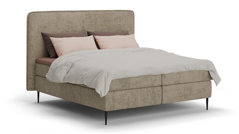 Boxspring Quartz velvet motif vlak met gestoffeerd matras, taupe